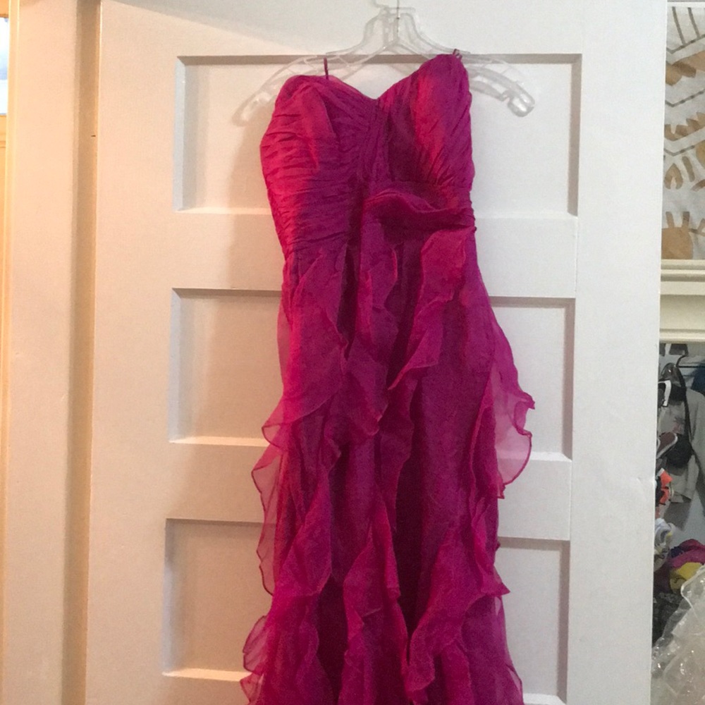 Badgley Mishka Strapless Ruffles Gown Prom Wedding - Picture 2 of 6